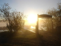 Beautiful morning fog greets contestants
