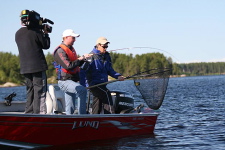 About to catch a lunker on tape.